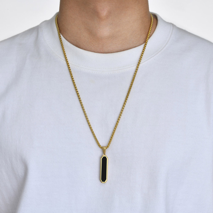 Wholesale Stainless Steel Men's Vertical Bar Octagonal Pendant