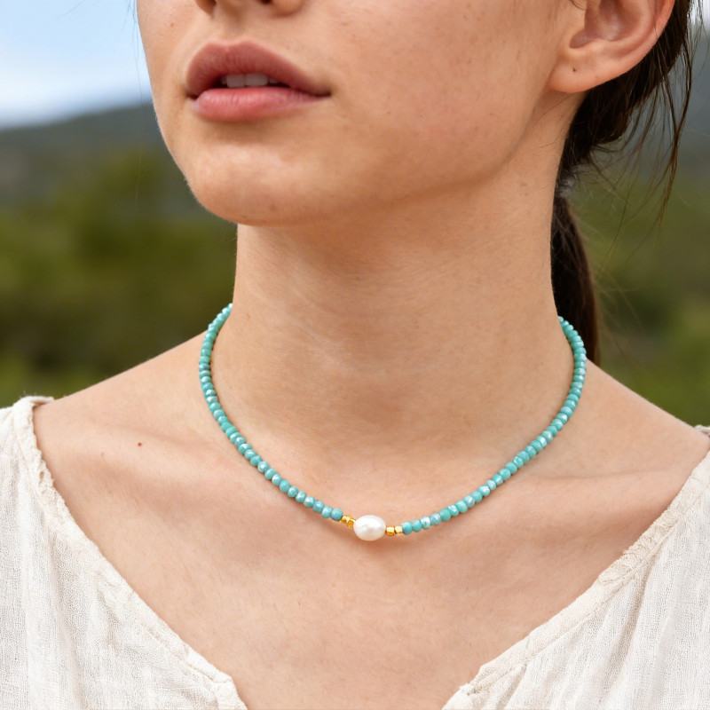 Wholesale Sky Blue Beaded Evil Eye Necklace