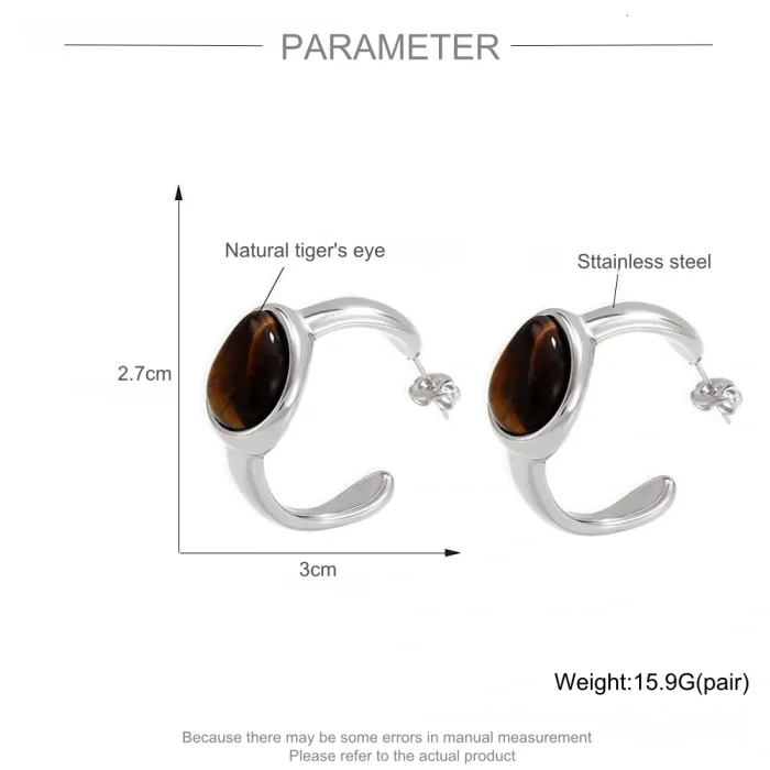 Wholesale Steel Tiger Eye Earrings Open Ring