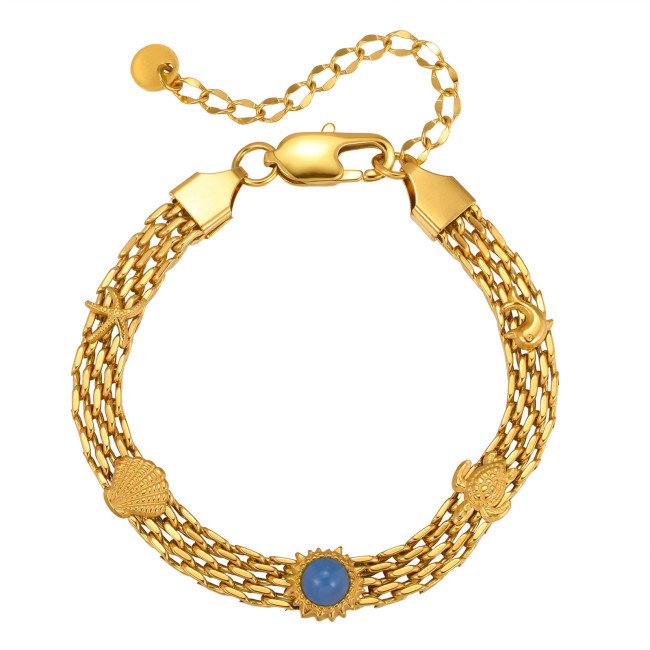 Wholesale Gold Plated Marine Charm Mesh Bracelet