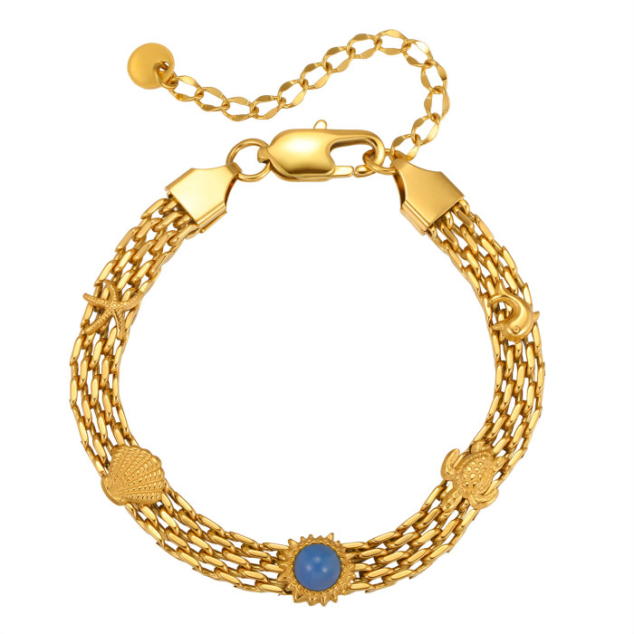 Wholesale Gold Plated Marine Charm Mesh Bracelet
