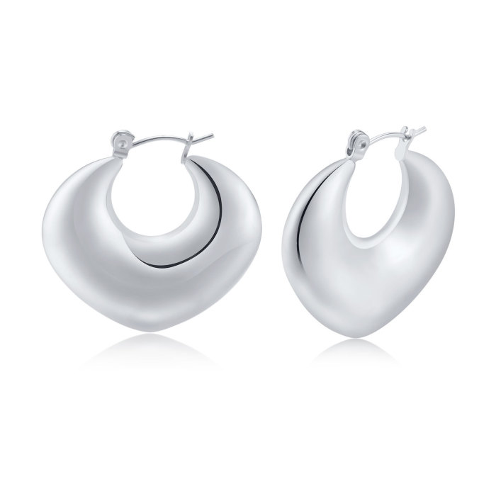 Wholesale Stainless Steel Puffed Heart Hoop Earring