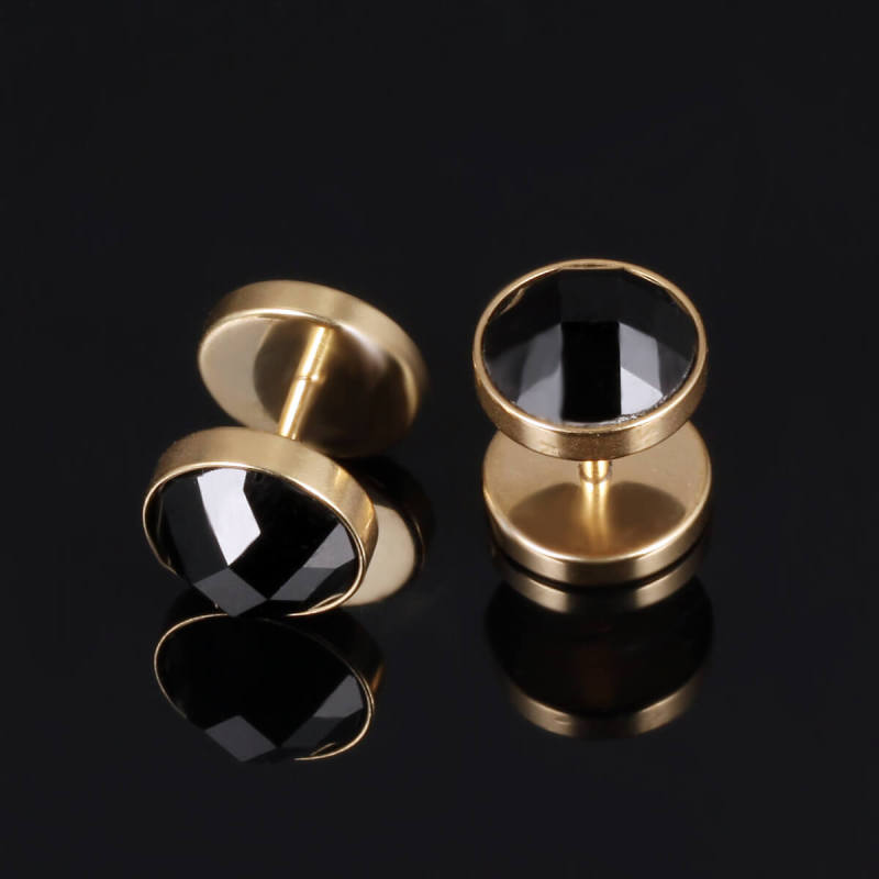 Wholesale Stainless Men's Diamond Dumbbell Stud Earrings