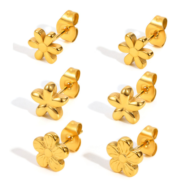 Wholesale Mini Stainless Steel Flower Earrings