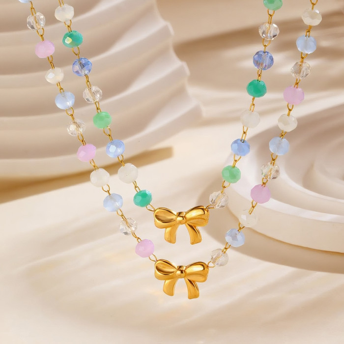 Wholesale Stainless Steel Ribbon Bead Necklace