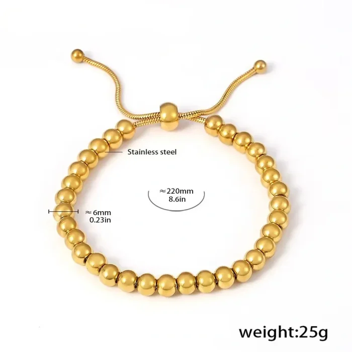 Wholesale Stainless Steel Gold Beaded Slider Bracelet