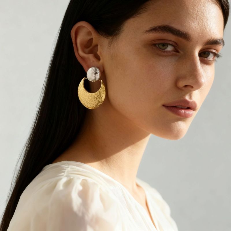 Wholesale Stainless Steel Hammered Drop Earrings