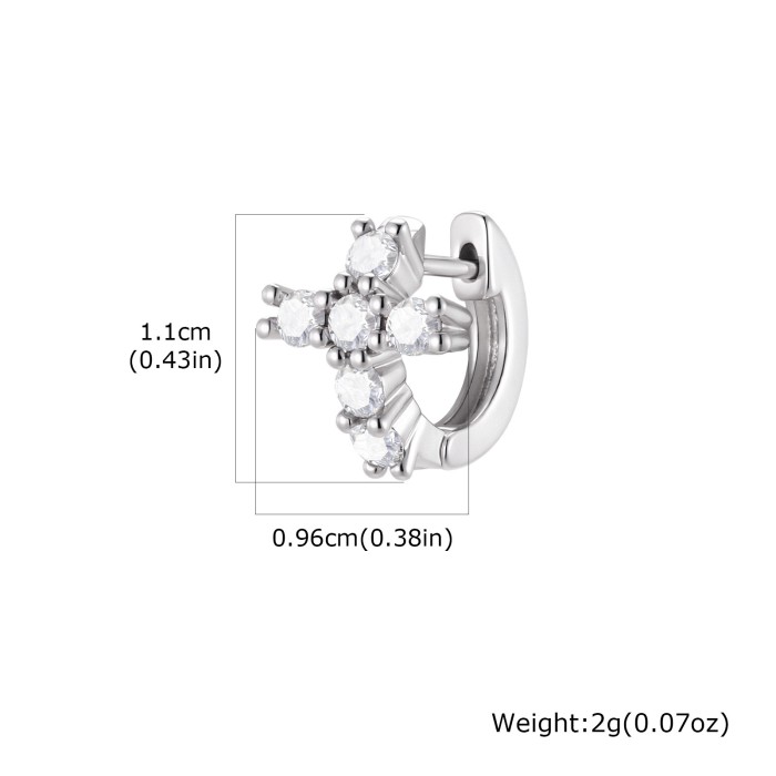 Wholesale Brass Rhodium Plated Cross Hoop Earrings