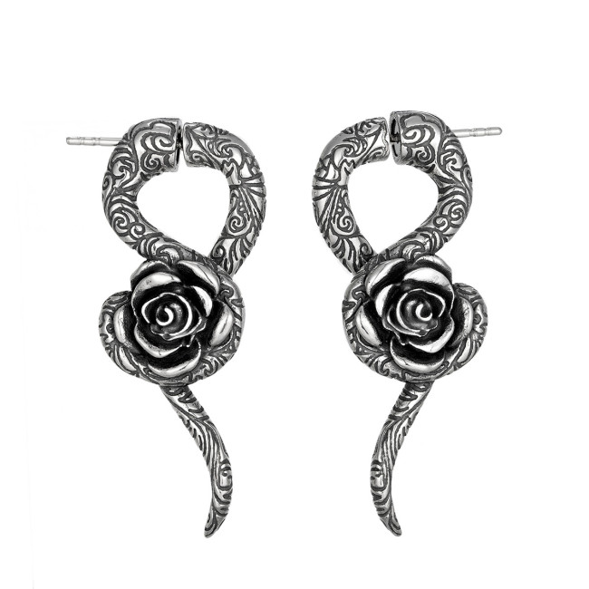 Wholesale Retro Stainless Steel Rose Earrings