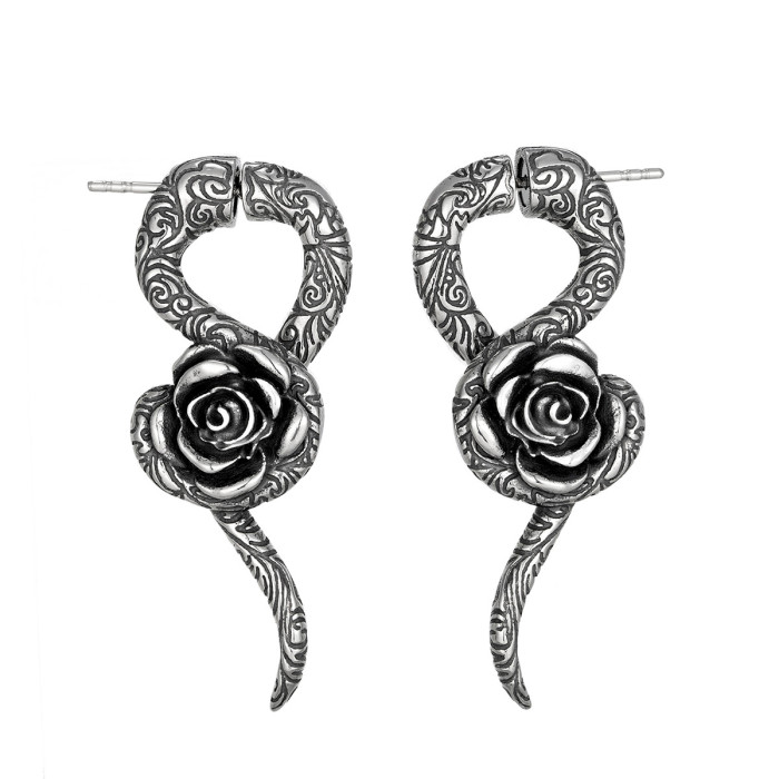 Wholesale Retro Stainless Steel Rose Earrings