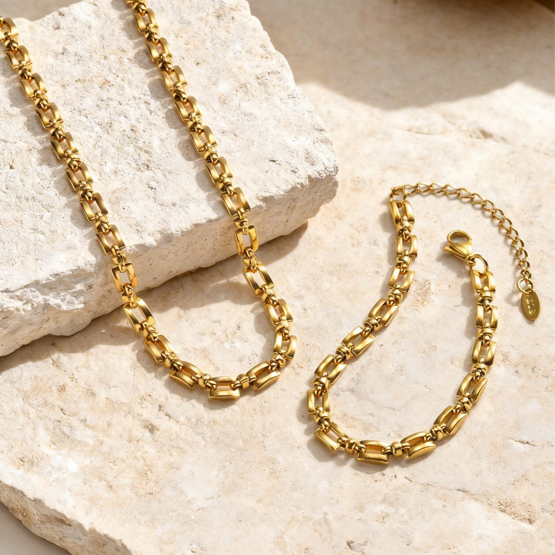 Wholesale Steel Industrial Geometric Link Chain Jewelry Set
