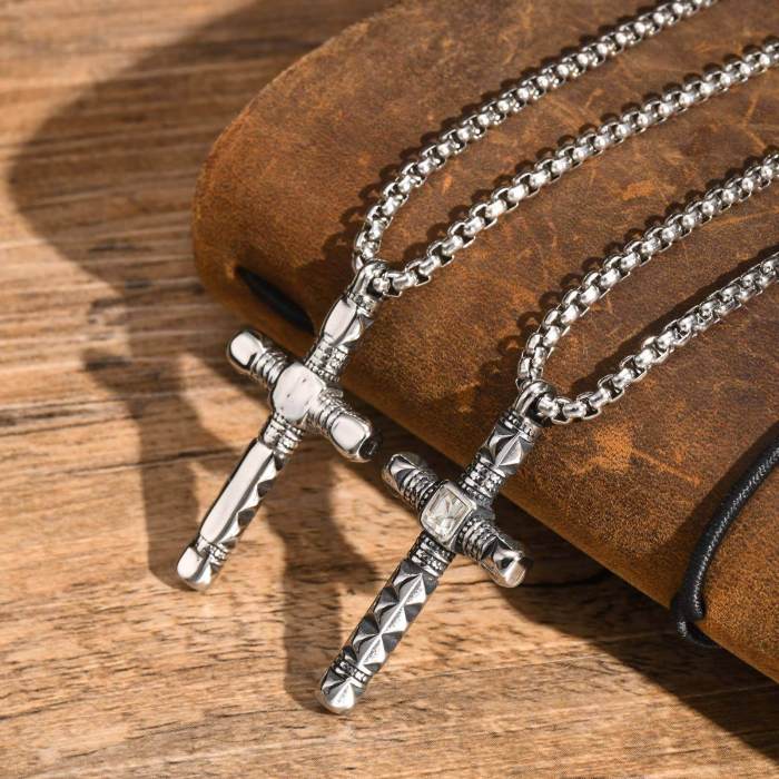 Wholesale Stainless Steel White Zircon Cross