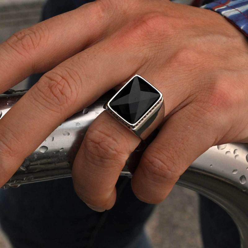 Wholesale Stainless Steel Glass Men's Ring