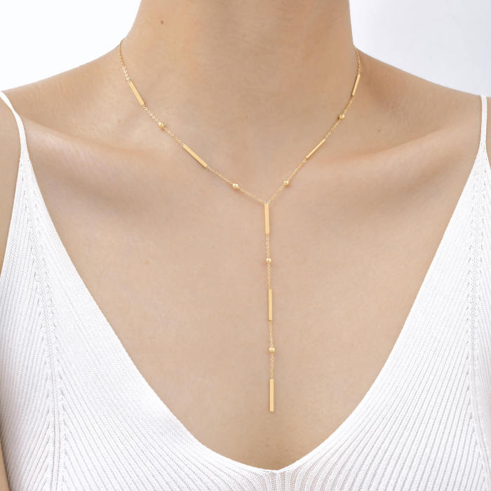 Wholesale Stainless Steel Y Shape Tassel Necklace