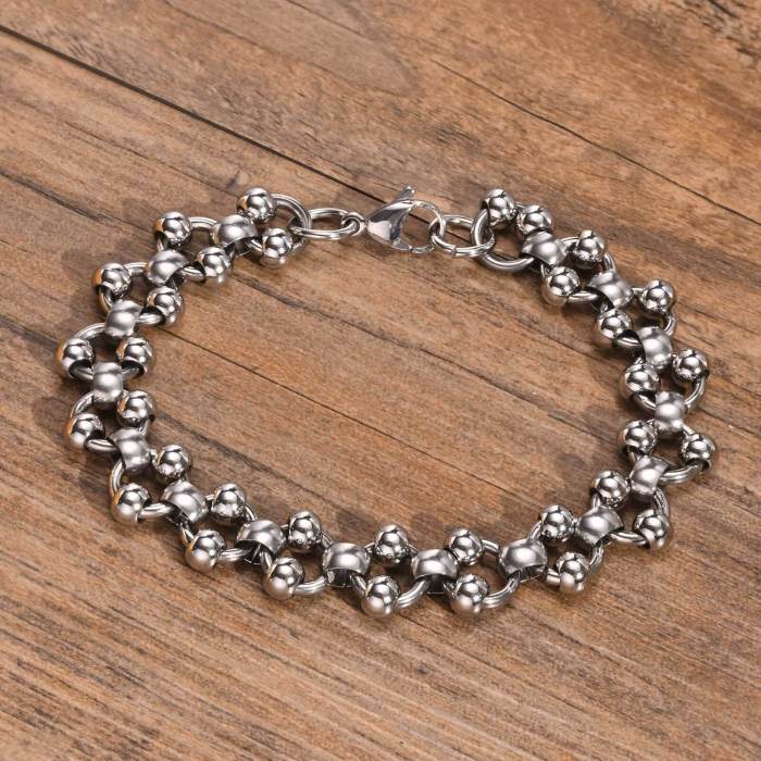 Wholesale Stainless Steel Mens Ball Link Chain Bracelet