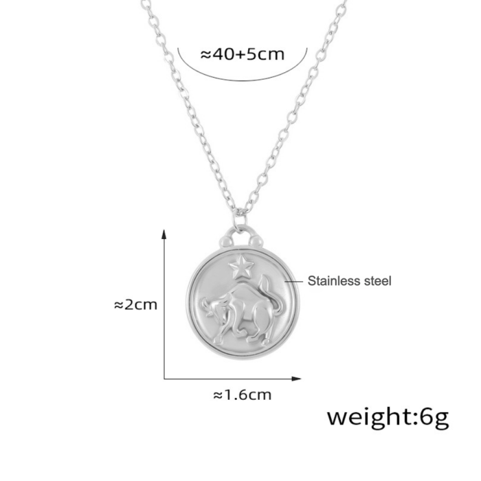 Wholesale Stainless Steel 12 Zodiac Sign Necklace Set