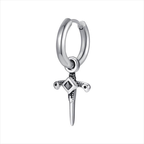 Wholesale Stainless Steel Hoop Earring with Cross Sword
