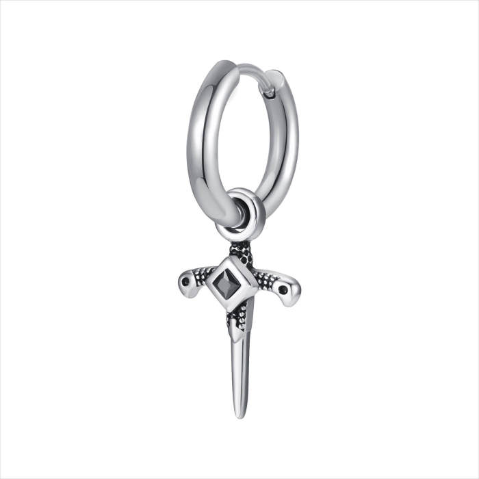 Wholesale Stainless Steel Hoop Earring with Cross Sword