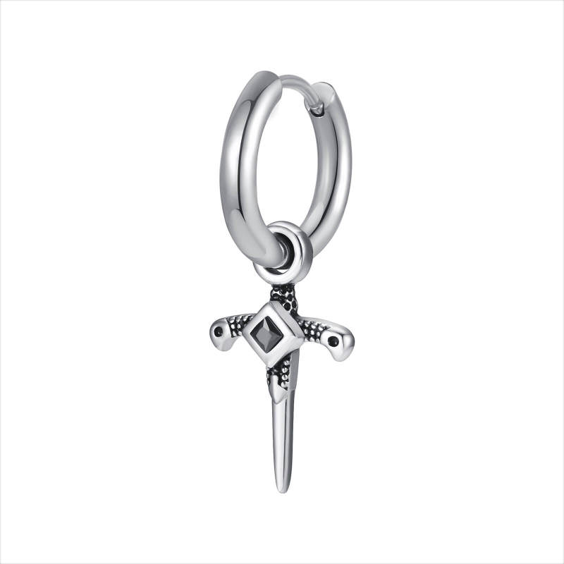 Wholesale Stainless Steel Hoop Earring with Cross Sword