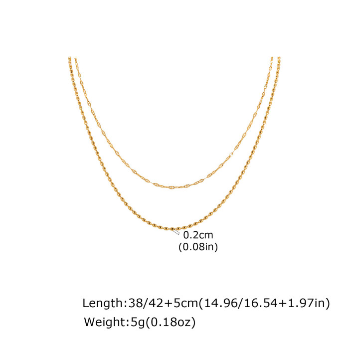 Wholesale 18K Gold Plated Stainless Steel Layered Necklace Set