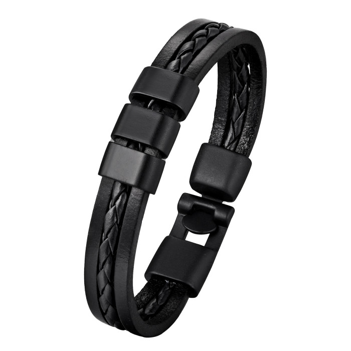 Black Leather Bracelet Wholesale