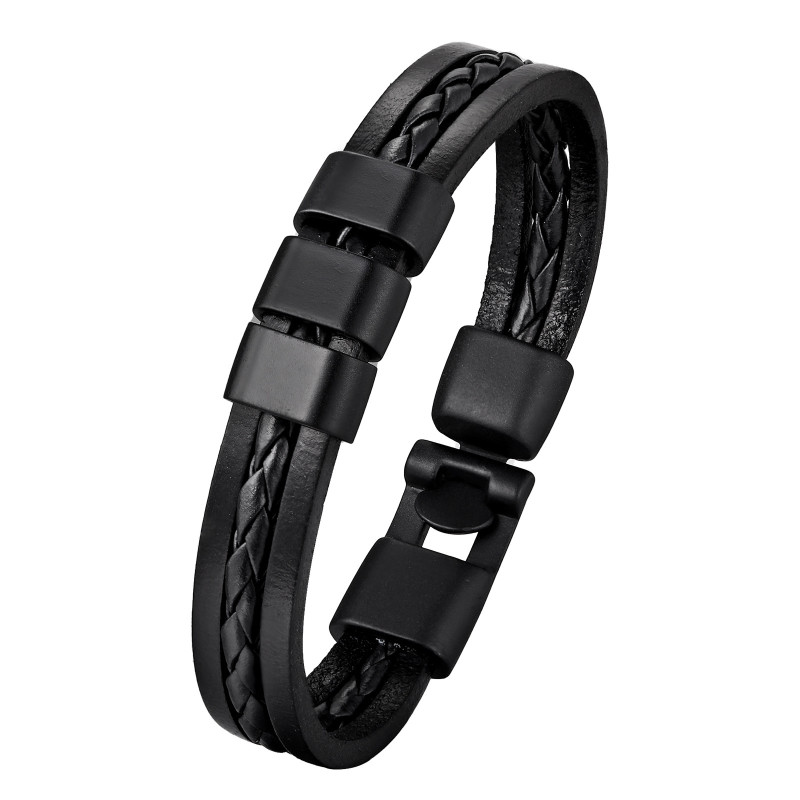 Black Leather Bracelet Wholesale