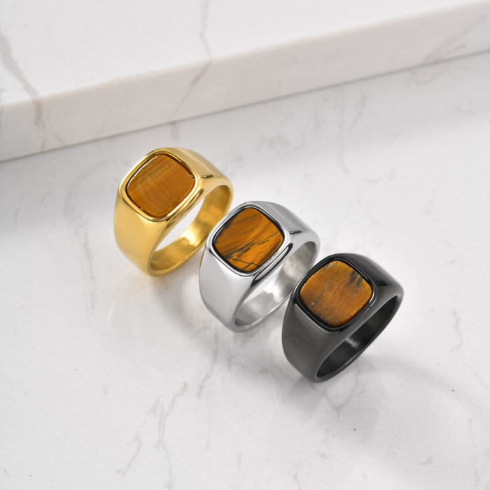 Wholesale Stainless Steel Tiger Eye Stone Ring