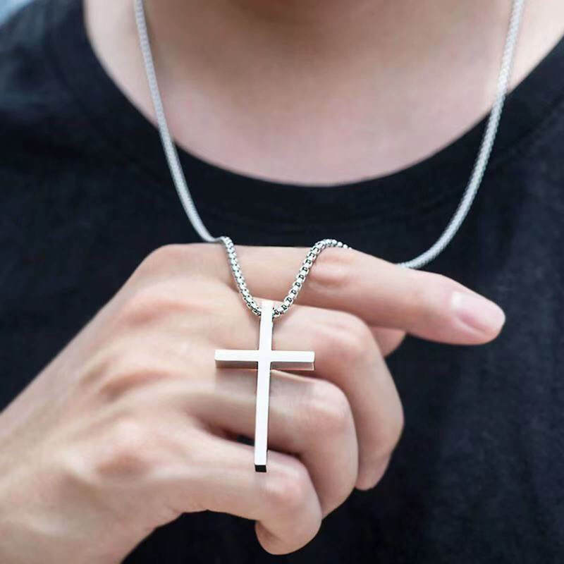 Wholesale Stainless Steel Mens Cross Neckalce