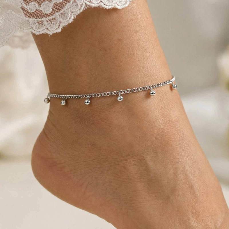Wholesale Stainless Steel  Tiny Ball Charm Anklet