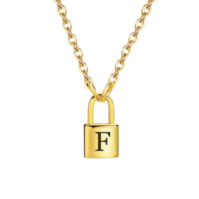 Wholesale Stainless Steel Initial Padlock Necklace