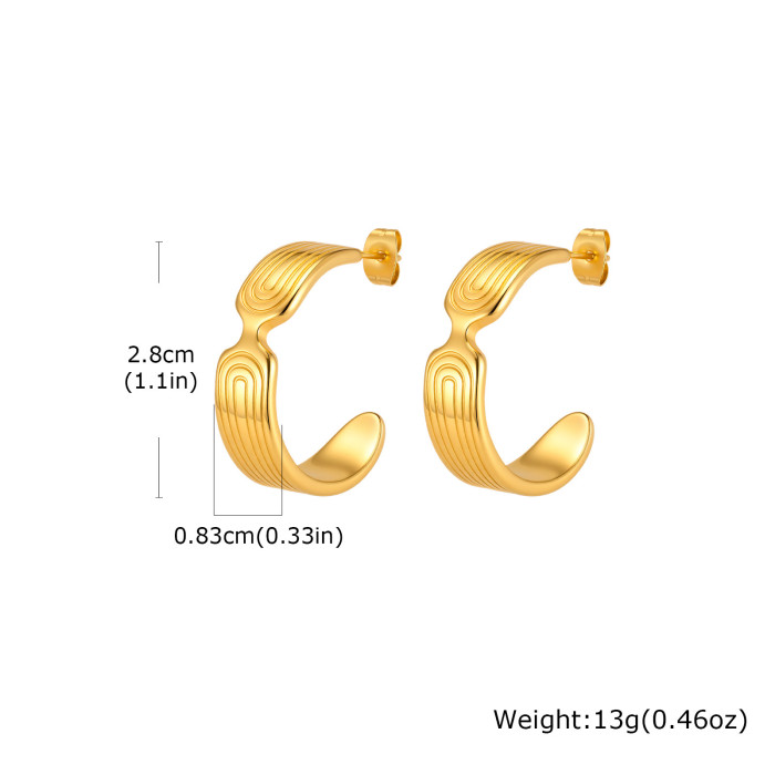 Wholesale Vintage Stainless Steel C-Hoop Earrings