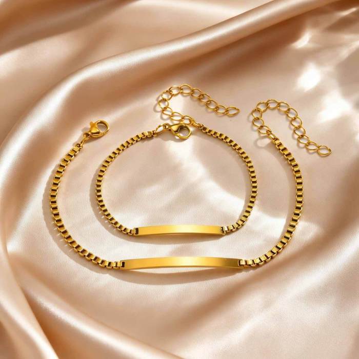 Wholesale 18K Gold Plated Engravable Bar Bracelet