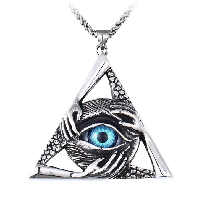 Wholesale Stainless Steel Hand Triangle Evil Eye Pendant
