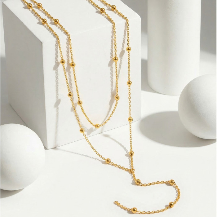 Wholesale Stainless Steel Double Layers Y Necklace