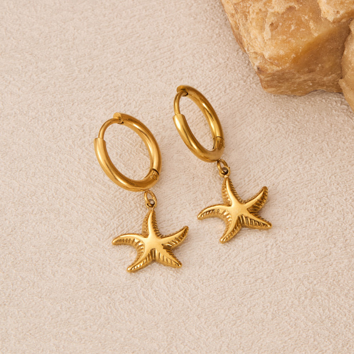 Wholesale Stainless Steel Starfish Hoop Earrings
