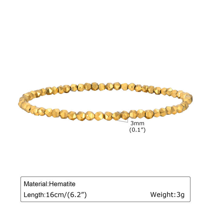 Wholesale Black Gallstone Gold Beaded Bracelet