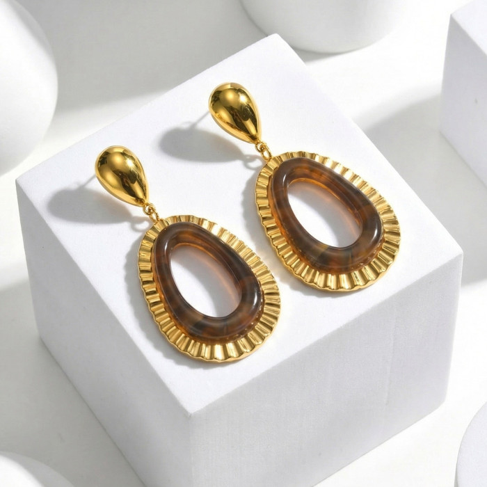 Wholesale Stainless Steel Modern Resin Statement Dangles Earring