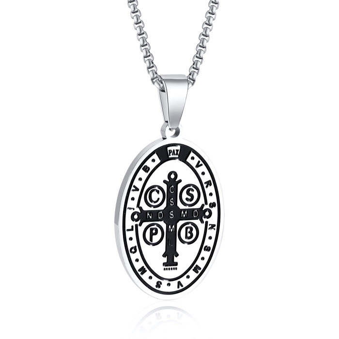 Wholesale Stainless Steel St Benedict Dog Tag Pendant