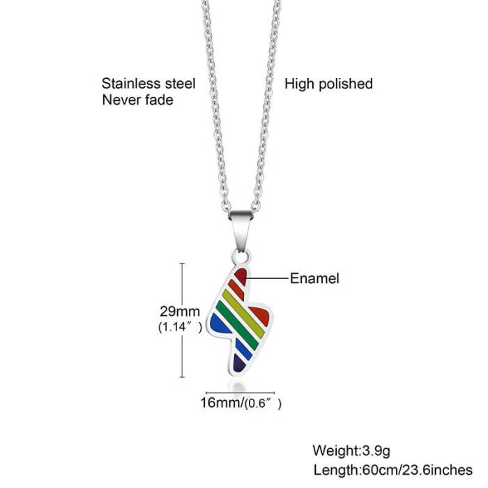 Wholesale Stainless Rainbow Lightning Necklace