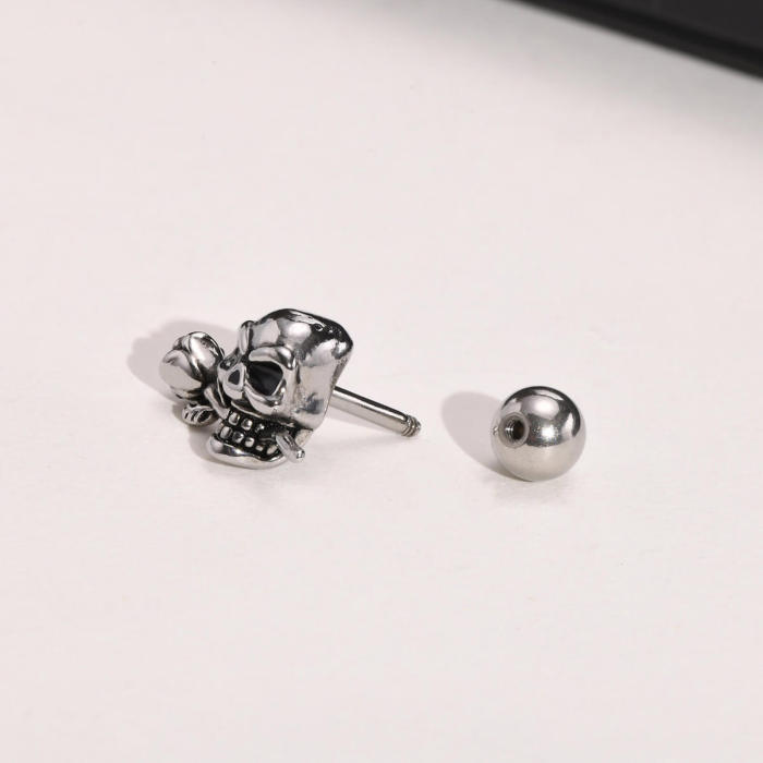 Wholesale Stainless Steel Rosette Ghost Head Earrings
