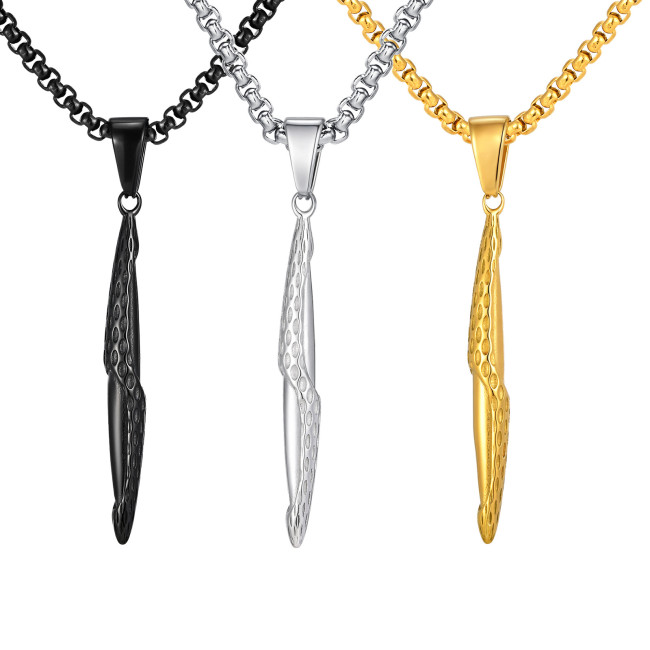 Wholesale Stainless Steel Hammered Long Pendant