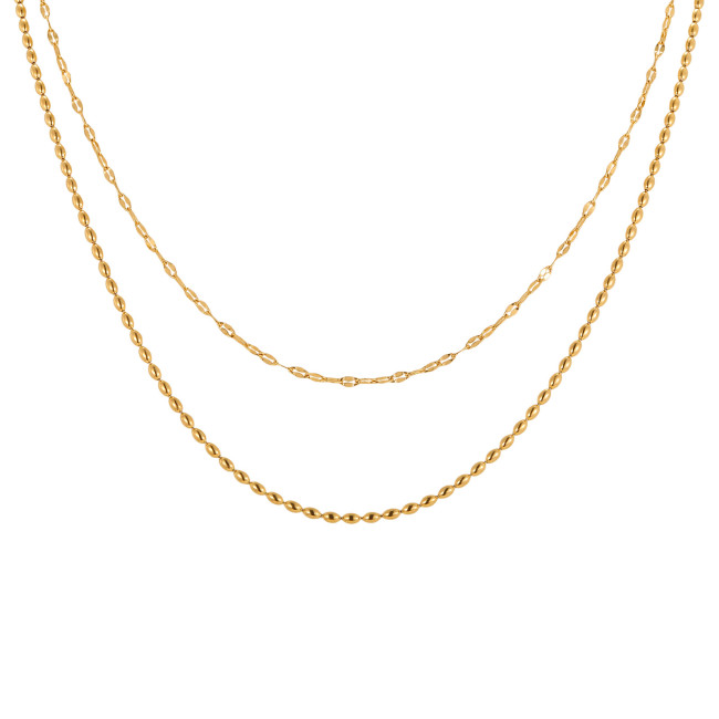 Wholesale 18K Gold Plated Stainless Steel Layered Necklace Set