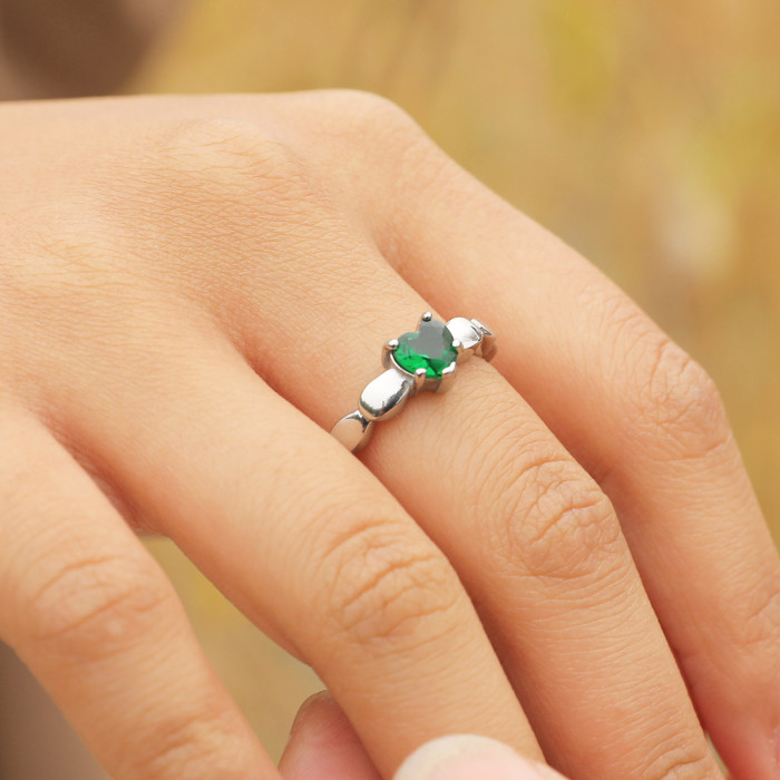 Wholesale Stainless Steel Heart Shape CZ Rings for Women