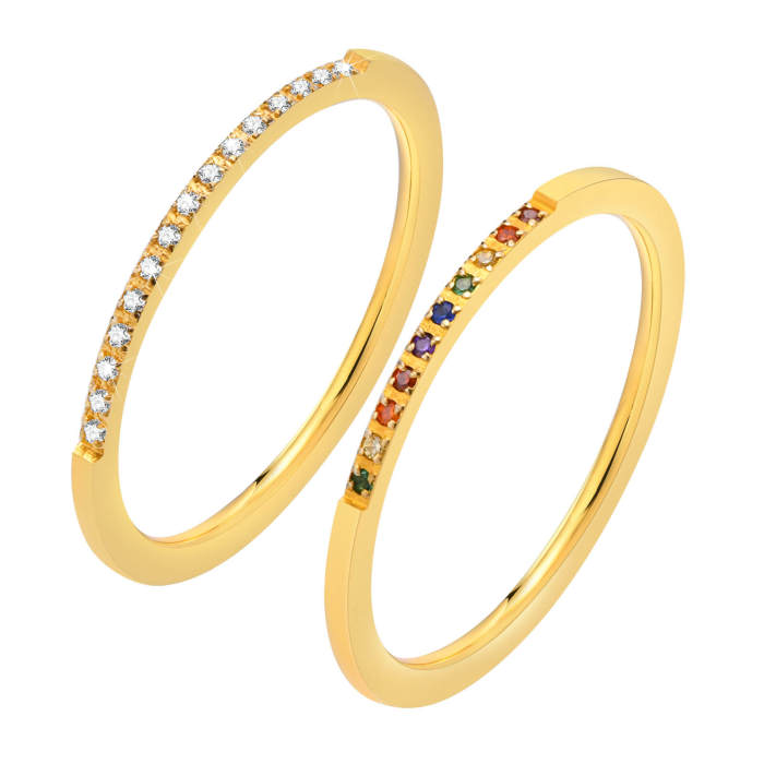 Wholesale Stainless Steel Thin Stackable CZ Ring