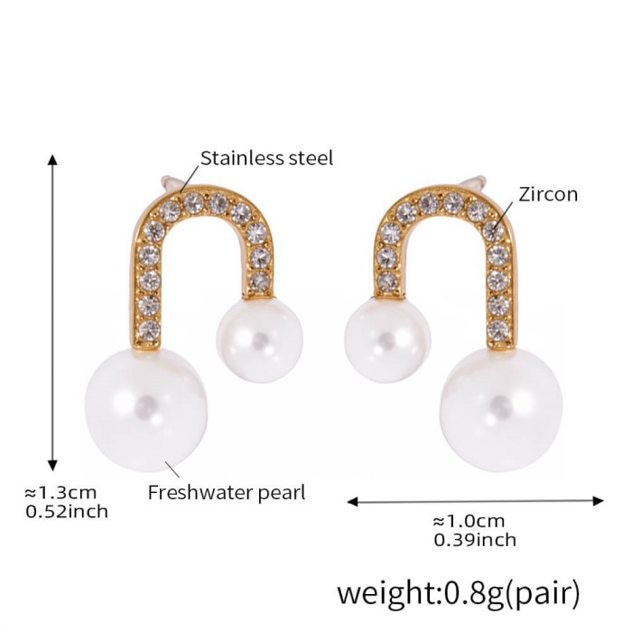 Wholesale Steel U-Shaped Pearl Necklace Earrings