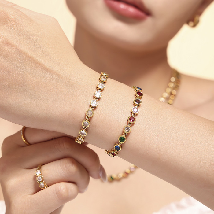 Wholesale 3A Zirconia PVD Plated Stainless Steel Jewelry Set