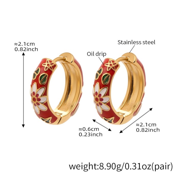 Wholesale Stainless Steel Enamel Hoop Earrings