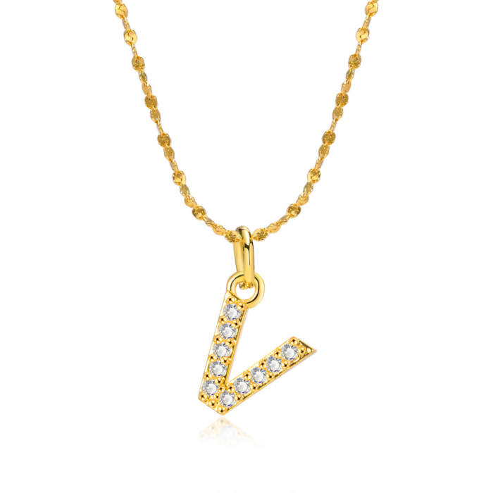 Wholesale Copper A Z Initial Lettter Pendant Necklaces