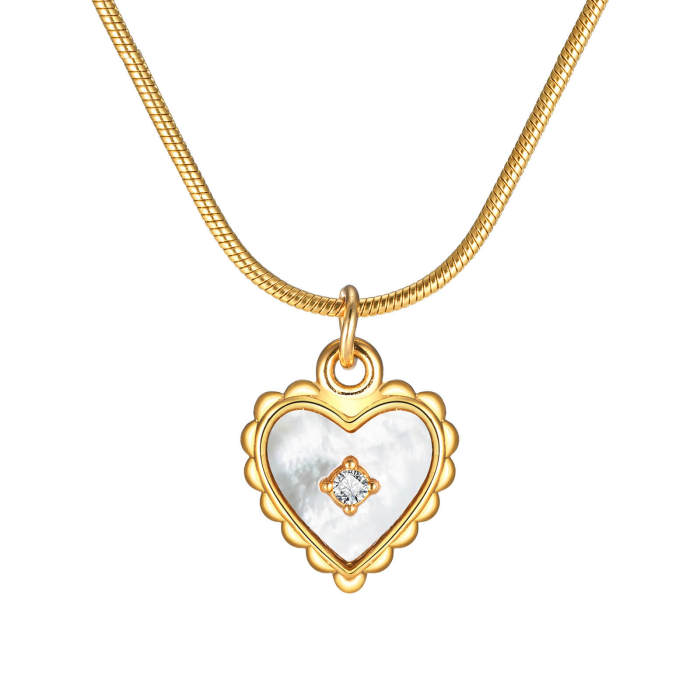 Wholesale Stainless Steel Elegant Lace Shell Heart Pendant