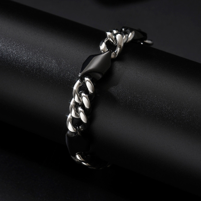 Wholesale Steel Modern Two-Tone Curb Chain Bracelet
